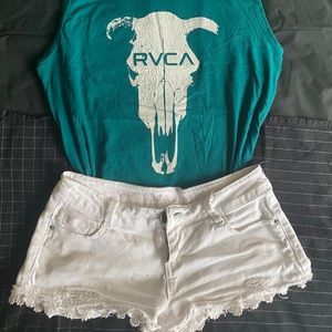 Rvca skull tank top teal